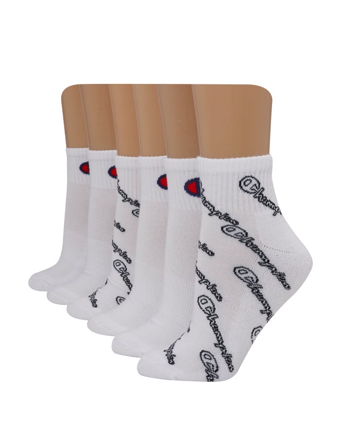 Champion Womens Socks NZ - Ankle C Logo 6-Pairs White ( 7398-ROLNS )